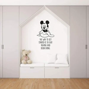 Begin Mickey Mouse Disney Quote Home Room Wall Sticker Vinyl Art Decal Decors - Picture 1 of 6