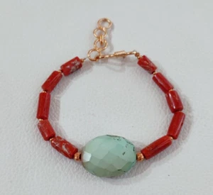 Natural Coral-Turquesa Pulsera Coral Cuentas Pulsera Hecho a Mano Joyería de ... - Imagen 1 de 5