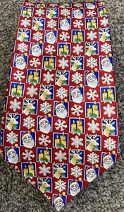 Herren rote Weihnachtsmann-Rentier-Schneeflocke Weihnachten Neuheit Winter-Themen-Krawatte - Bild 1 von 5