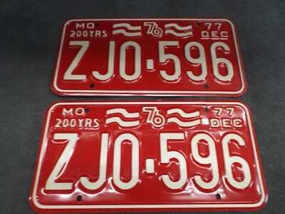 Nuevo de Lote Antiguo 1977 Missouri matrículas ZJ0-596 Ford Chevrolet Dodge AMC Pontiac Buick Foto 1 de 4