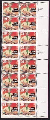 Scott #2723 Hank Williams Plate Block of 20 Stamps - MNH - Image 1 of 2