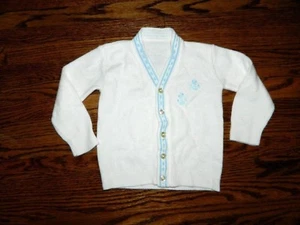 Suéter cárdigan blanco y azul roto para niños con anclajes talla 3-6 meses - Imagen 1 de 4