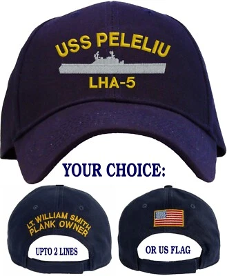 Personalized USS Peleliu LHA-5 Embroidered Baseball Cap - Choice 3 Colors - Image 1 of 4