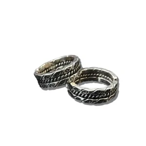 twin rings silver 999 bali oxidized karen hill tribe handcraft artisan [rr-001] - Picture 1 of 3