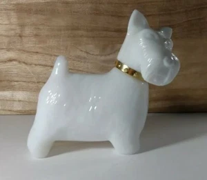 Avon White Scotty Terrier Dog Queen Of Scots Perfume Empty Milk Glass Bottle - Picture 1 of 11