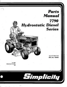 Hydrostatic Diesel Tractors Service Parts Manual Simplicity 7790 18.5 HP 1087 - - Picture 1 of 16