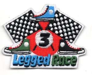 3 LEGGED RACE Iron On Patch Games - Picture 1 of 1