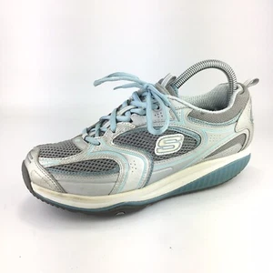 Skechers Shape-Up Women Silver Blue 12320 Walking Toning Rocker Sneaker Shoe 8.5 - Picture 1 of 10