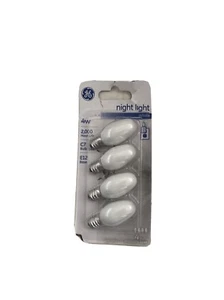 GE Lighting 20573 Candelabra Base C7 Night Light Bulb, 4W, White, 4-Pack - Picture 1 of 3