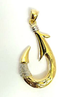 Colgante Gancho de Pez Hawaiano 21 mm Ancho 14K 2 Tonos Oro Longitud: 1-5/8" AJC4132 Foto 1 de 3