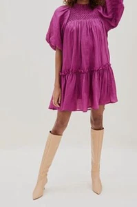 $395 Sea New York Women's Purple Smocked Crewneck A-Line Dress Size XXS - Picture 1 of 5