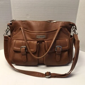 Lily Jade Brown Leather Elizabet Convertible Crossbody Shoulder Diaper Bag Large - Bild 1 von 18