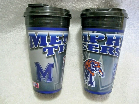 MEMPHIS TIGERS Officially Licensed Collegiate 16oz Spirit Travel Cup & Lid 2Pack Cover