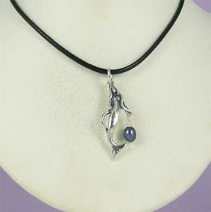 .925 Sterling Silver Mermaid Pendant W Color Choice Pearl Beach & Nautical  - Picture 1 of 10