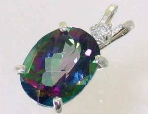 Colgante de plata de ley 925, topacio de fuego místico, SP018 - Imagen 1 de 7