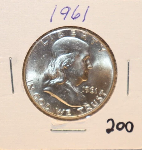 1961 US Franklin Half 50c Gem Unc Cover