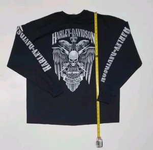 Harley Davidson Motorcycles Wisconsin Lightning Crest Skull Black LS T-Shirt XXL - Picture 1 of 7