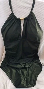 Ralph Lauren Halter Olive Green One Piece Swimsuit Size 8 MSRP $145 - Picture 1 of 6