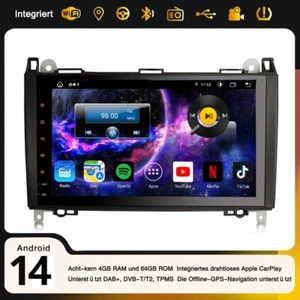 Radio Coche 9" 64GB Android 14 DAB+ Navi Mercedes Clase A/B W169 Sprinter Crafter - Imagen 1 de 24