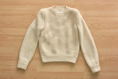 Suéter feminino de lã bege de malha MAISON MARGIELA, tamanho P, feito na Itália - Imagem 1 de 4