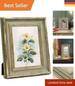 Hochwertiger Fotorahmen 10x15 cm – Vintage Grün und Gold für stilvolle Deko - Bild 1 von 11