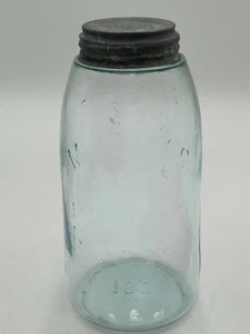 Mason Pat Nov. 30th 1858 Cfjco Half Gallon Fruit Jar with Zinc Lid - Picture 1 of 13