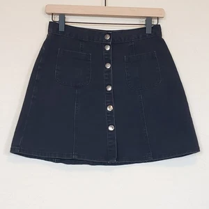 BDG Urban Outfitters Black Denim Button Front Skirt Women's Small Western Goth - Picture 1 of 9