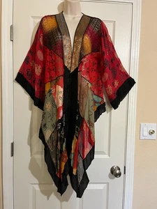 Sterling Stile asiatischer Druck Patchwork Kimono Stil Einheitsgröße gemischte Medien - Bild 1 von 9