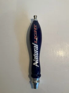 Vintage Naturhell Bier Zapfhahn Griff 11,5 Zoll Blau Weiß Rot Silber - Bild 1 von 11