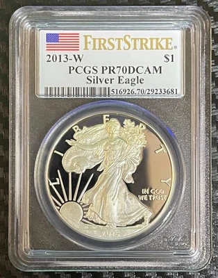 2013-W первый удар доказательство Серебряный Орел PCGS PR70DCAM потрясающий!! - Изображение 1 из 2