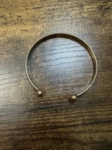 raw brass open cuff bangle bracelet with ball ends Fast Free Shipping - Picture 1 of 3