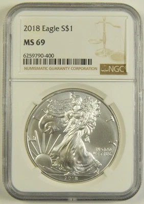 2018 Silver Eagle NGC MS-69 #90-400 - Image 1 of 2