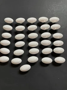 31 VTG White Ceramic Cabinet Oval Pulls Knobs Kitchen Cottage Shabby No Screws - Picture 1 of 6