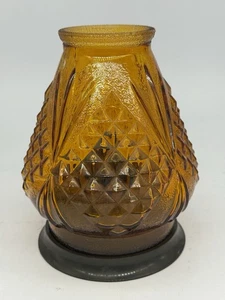Vintage Hollowick bernsteinfarben geblitztes Glas Fee Öl Restaurant Lampe mit Ölbehälter - Bild 1 von 11