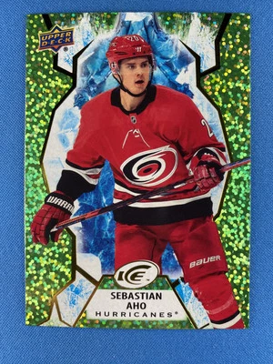 Sebastian Aho 2021-22 Upper Deck Ice #71 Green Carolina Hurricanes - Image 1 of 2