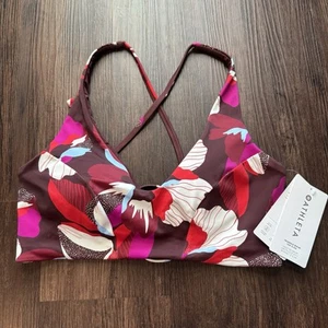 NWT Athleta Floral Triangle D-DD Bikini Top Size XL Beach Travel Preppy Swim Top - Picture 1 of 7