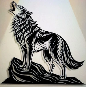 elegante HOWLING WOLF METAL ARTE DE PARED MONTAJE COLGANTE negro 30x30cm artículo de regalo oscuro - Imagen 1 de 2