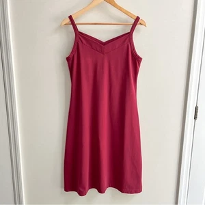 Patagonia Raspberry Organic Cotton Sleeveless V-Neck Dress w/ Built-In Bra L - Picture 1 of 6