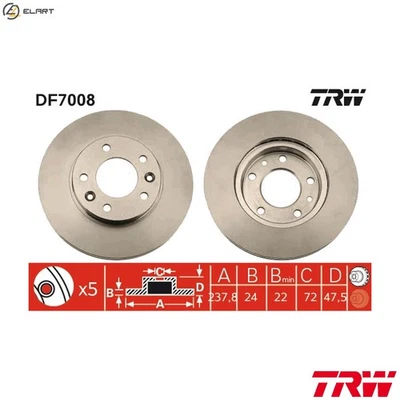 2x BRAKE DISC DF7008 FOR KIA CARNIVAL/II/SEDONA HJ3HJ3 2.9L 4cyl CARNIVAL I 2.5L - Image 1 of 4