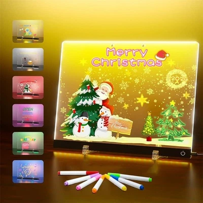 LED Leuchttafel Notiz Board Abwischbar DIY Neon Zeichenbrett inkl. 7 Stiften - Bild 1 von 4