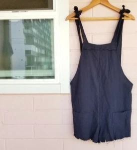 Womens Juniors Shein Romwe Jumpsuit Romper Shorts XS Solid Navy Blue 100% Cotton - Picture 1 of 11