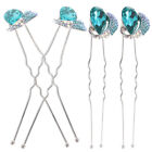  4 Pcs Rhinestone Hair Clips Blue Hairpin Small Accessories up