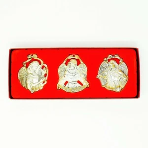 Gorham Silver Plated Metal Angel Ornaments Set of 3 in Box - Picture 1 of 3