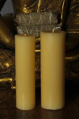 🐝100% PURE BEESWAX Set of 2 LARGE Pillar Candles Organic Weight 430g Bee Wax - Image 1 of 3
