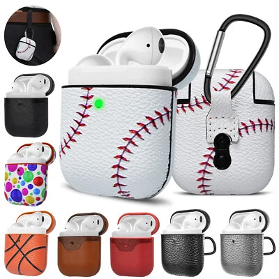 Apple AirPods Leather Case Cover Skin + Keychain for Airpods 1 & 2 Charging Case - Image 1 of 4