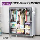 Loefme 2023 Diy Canvas Fabric Wardrobe Large Storage Cupboard With Hanging Rail