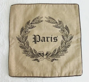 PARIS and WREATH Natural 100% Jute PILLOW COVER ~ 20" x 20" ~ NEW - Picture 1 of 6