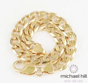 10ct Michael Hill Solid Yellow Gold Flat Curb Link Bracelet 24cm 8mm 417 10k - Picture 1 of 11