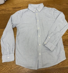 Boys Wonder Nation, Striped Casual Button Down Shirt, XL White/Navy - Picture 1 of 6