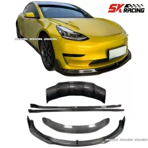 For Tesla Model 3 17-23 Carbon Fiber Front Rear Lip Bumper Side Skirts Body kits - Picture 1 of 23